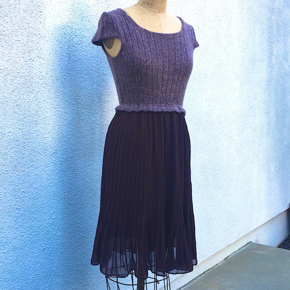 Sophisticated Cable knit and pleated dress